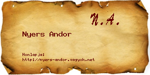 Nyers Andor névjegykártya